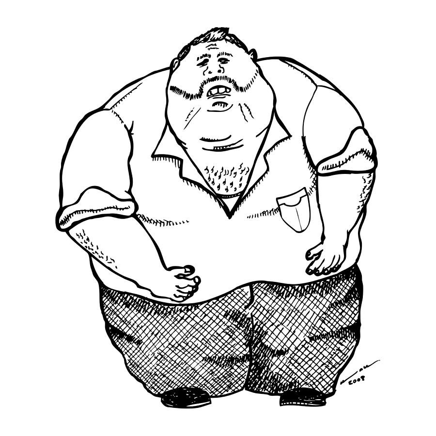 Толстый мужик рисунок