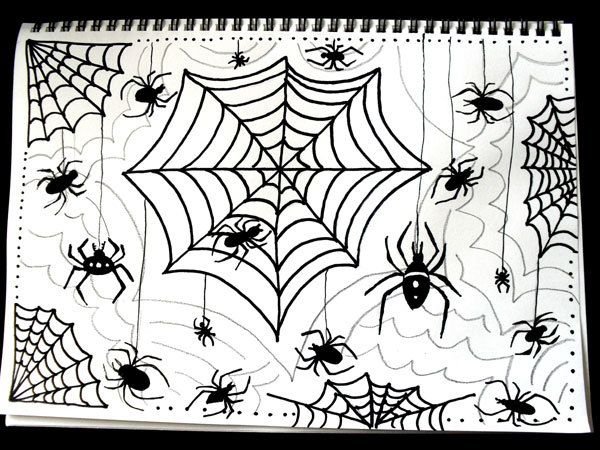 Рисование паутины с паучком