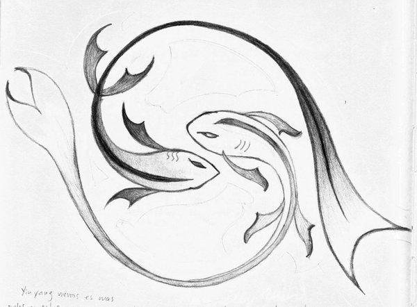 Рыбы знак зодиака карандашом