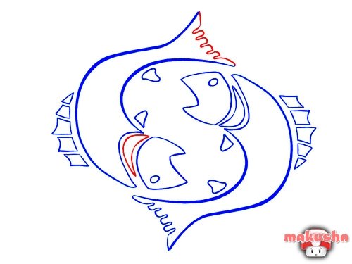Рыбы знак зодиака карандашом