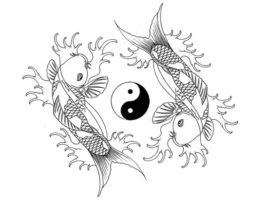 Знак зодиака рыбы раскраска