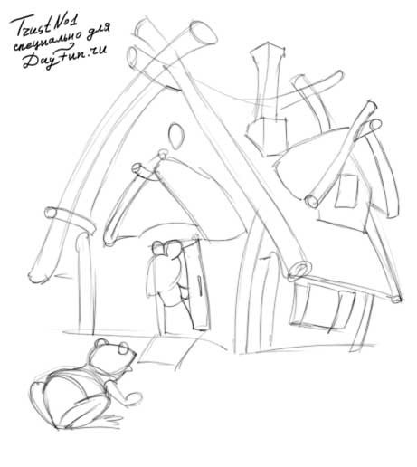 Рисование сказочный домик Теремок