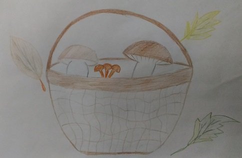 Рисование корзина с грибами