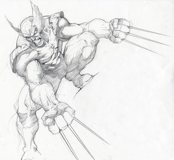 Росомаха Марвел карандашом