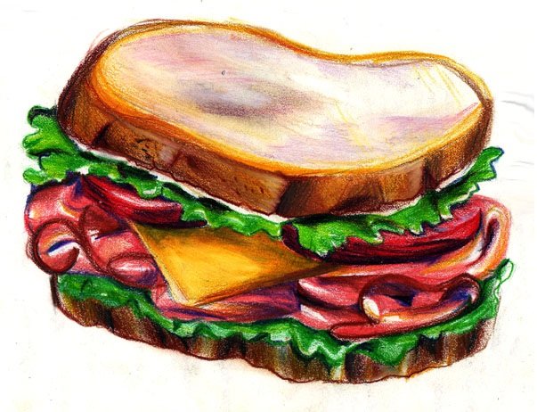 Как нарисовать сэндвич карандашом