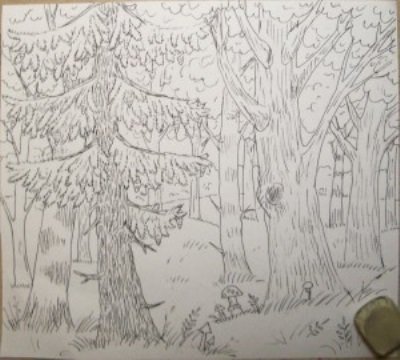 Осенний лес рисунок карандашом