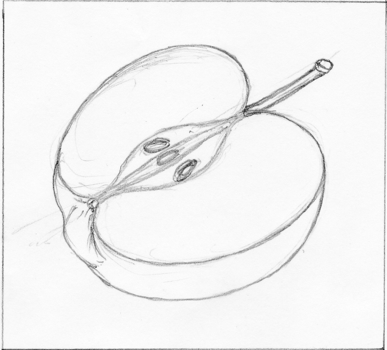 Рисование яблоко в разрезе