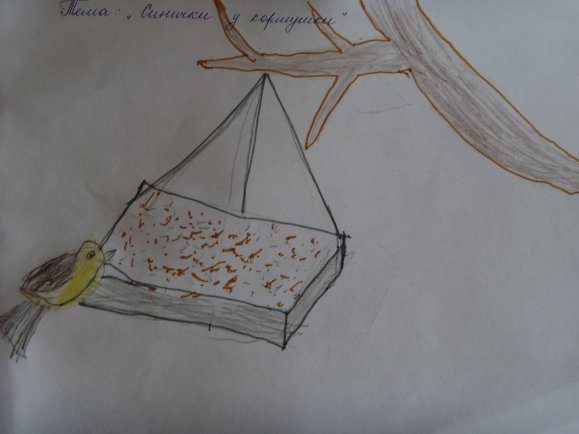 Кормушка для птиц карандашом