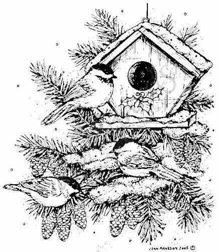 Раскраска птицы зимой у кормушки