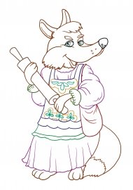 Раскраска к сказке Лисичка со скалочкой