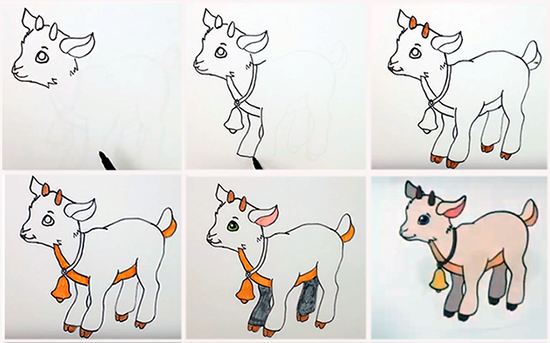 Коза рисунок для детей