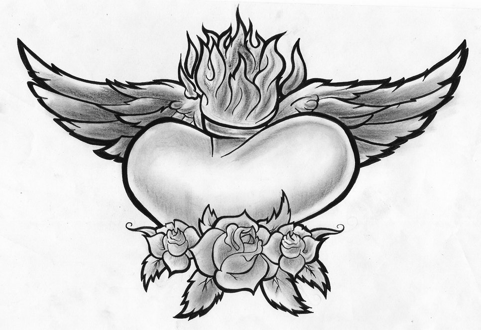 Рисунок сердца с крыльями