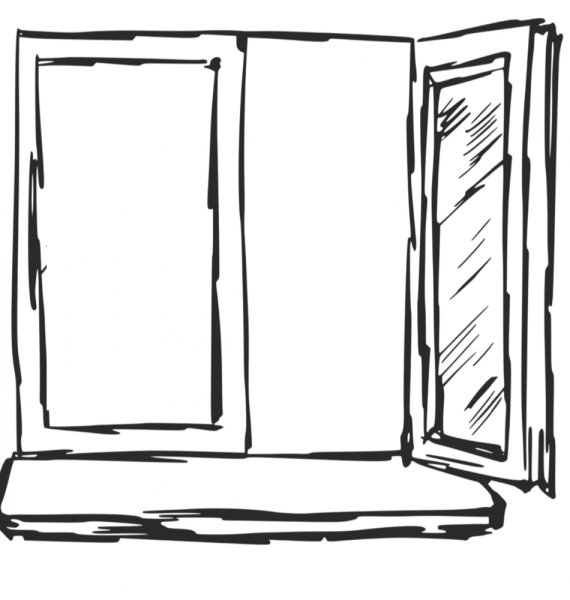 Раскраска окно с подоконником