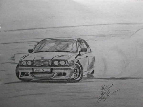 Рисунки дрифт машин карандашом