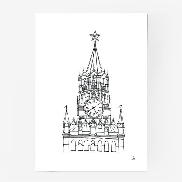 Спасская башня рисунок карандашом (44 фото)