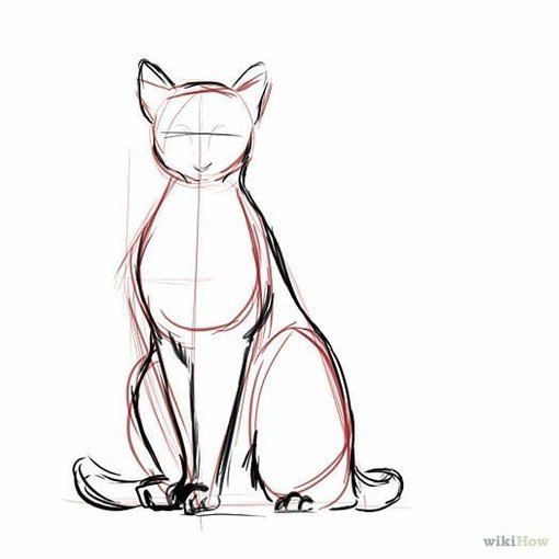 Кот сидячий рисования