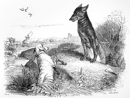 Жан Гранвиль иллюстрация к басне волк и ягненок