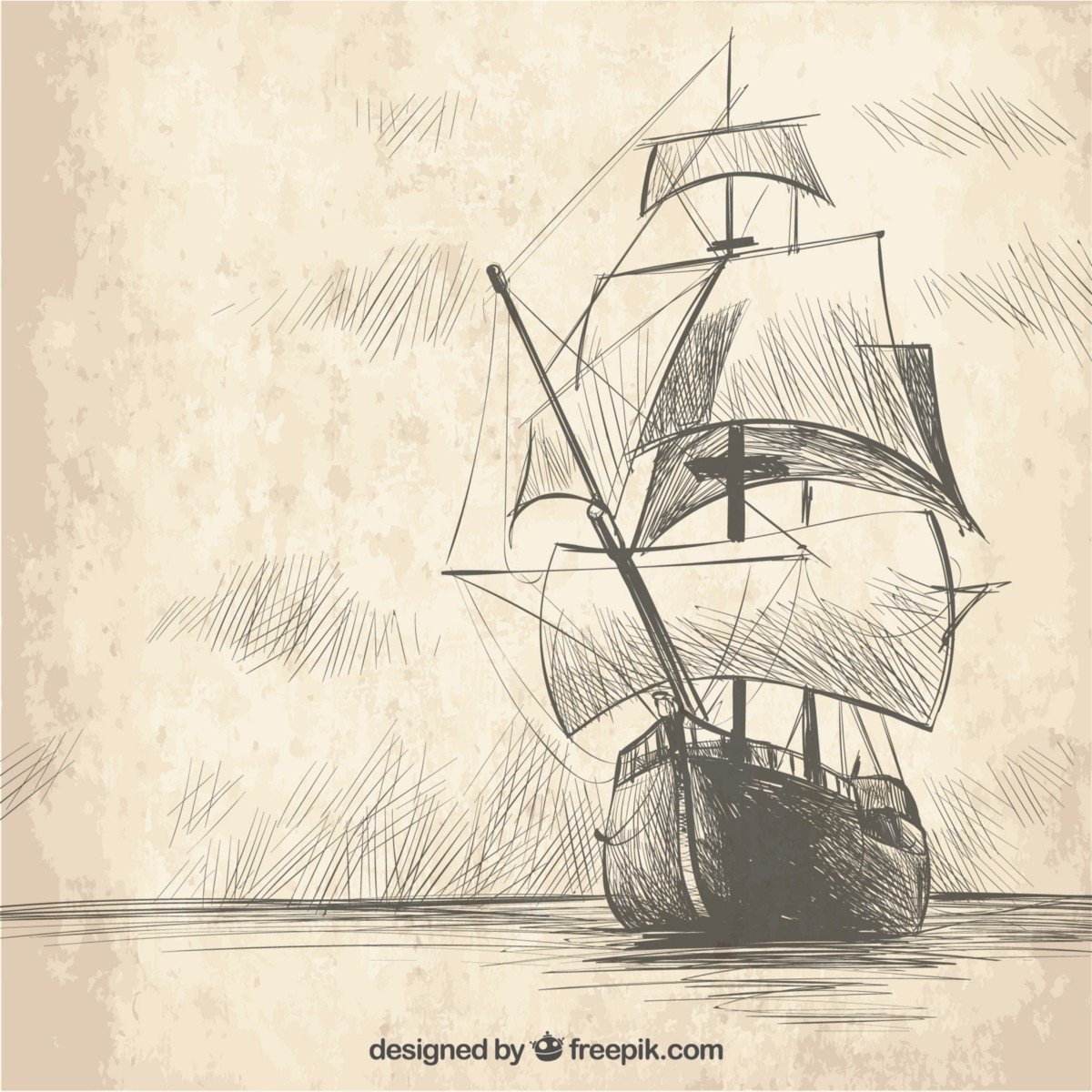 Рисунок парусника в море карандашом