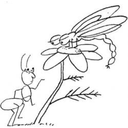 Стрекоза и муравей разукрашка