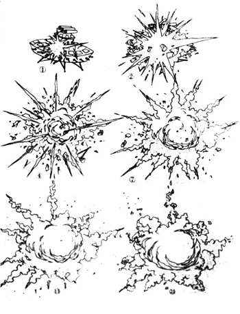 Взрыв нарисовать карандашом
