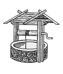 Пейзаж с деревянными постройками