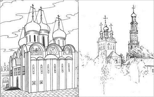 Рисунки монастырей и храмов