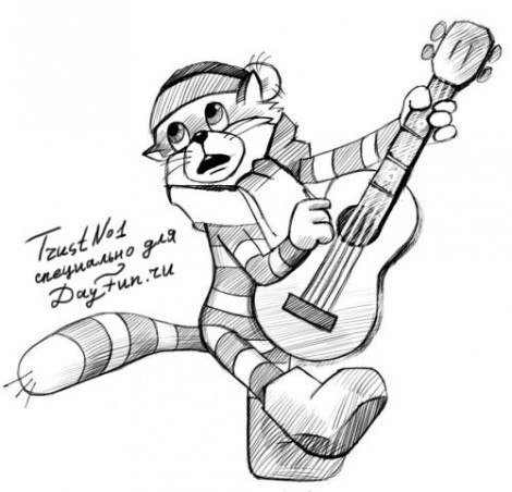 Кот Матроскин рисунок карандашом