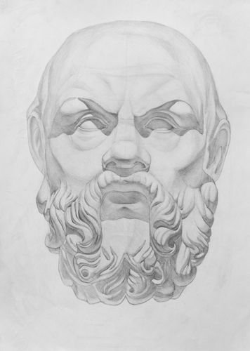 Гипсовая голова Сократа рисунок поэтапно