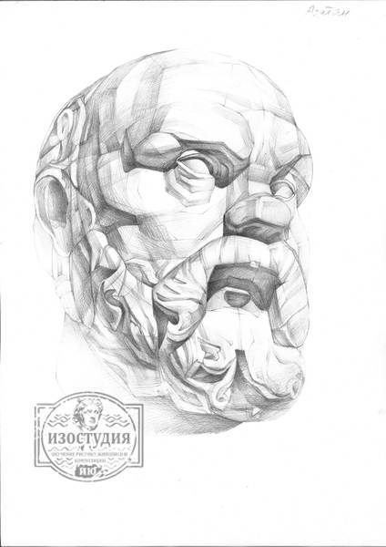 Сократ рисунок гипсовой головы