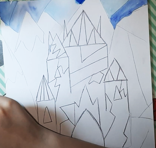 Как нарисовать замок снежной королевы