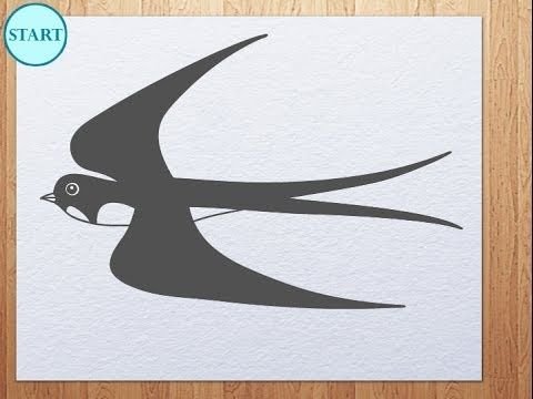 Легкий рисунок ласточки для срисовки