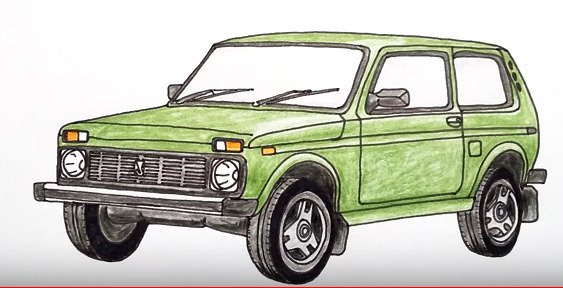 Срисовать машину ниву