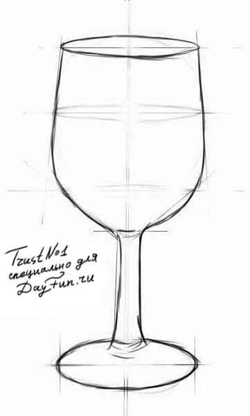 Бокал шампанского карандашом