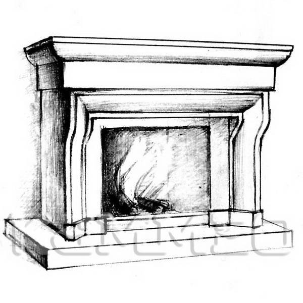 Камин зарисовка сбоку