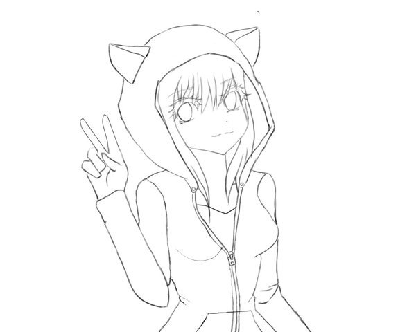Рисунки для срисовки девочка с ушками