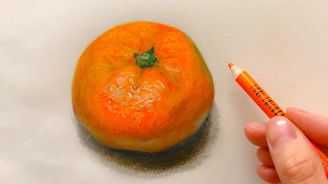Мандарин легкие. Апельсин цветными карандашами. Мандарин цветными карандашами. Апельсин для рисования. Мандарин карандашом.