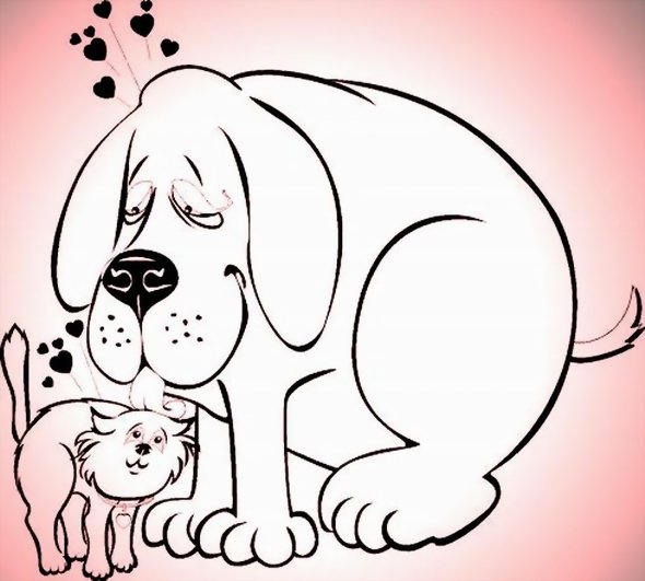 Иллюстрация к стихотворению Берестова Кошкин щенок