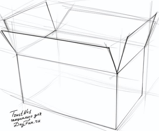 Поэтапное рисование подарочной коробки