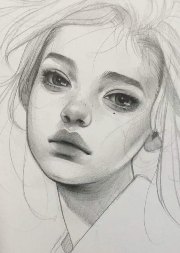 Лицо в рисунок карандашом