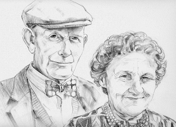 Бабушка и дедушка рисунок