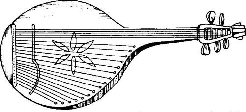 Гусляр и гусли иллюстрация