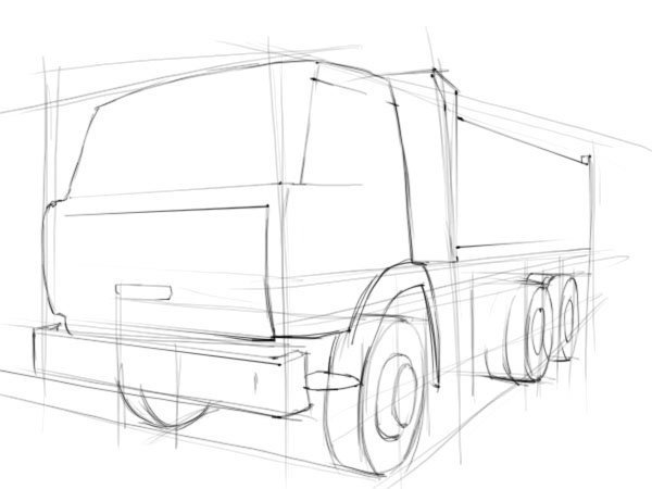 КАМАЗ сбоку рисунок карандашом легкий