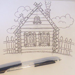 Деревенский домик для рисования