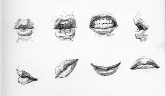 Губы с разных ракурсов карандашом