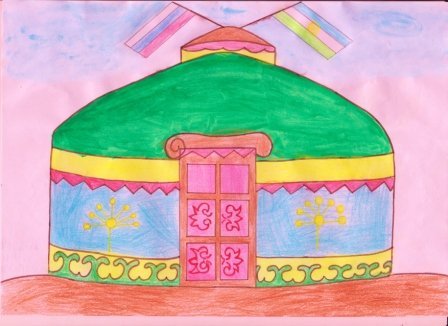 Раскраска юрта в степи