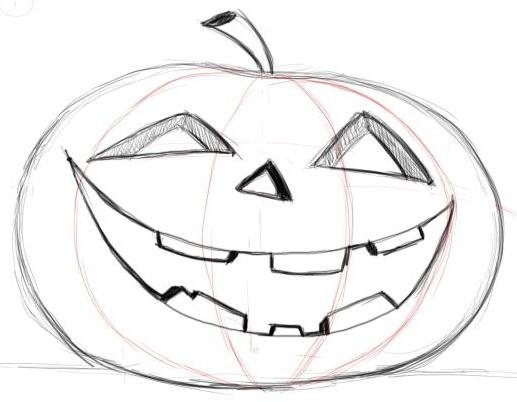 Тыква на Хэллоуин карандашом