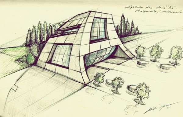 Эскиз здания будущего