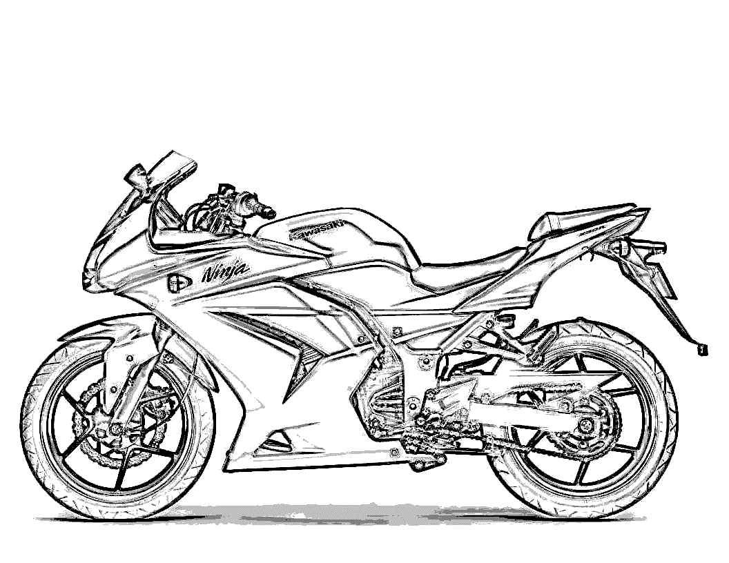 Раскраска мотоцикл Кавасаки ниндзя
