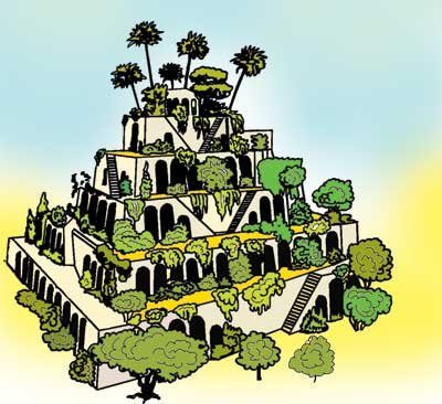 Рисунок висячих садов Семирамиды