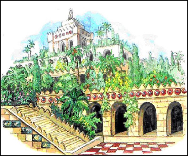 Схема висячих садов Семирамиды